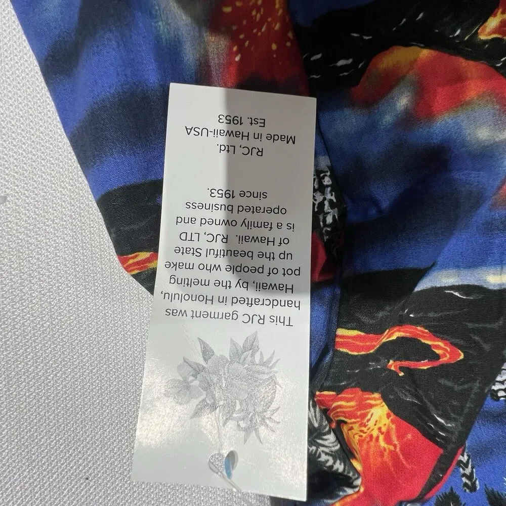 RJC Mens Kilauea Volcano Lava Aloha Button Down Shirt Size 2XL Hawaiian Tropical